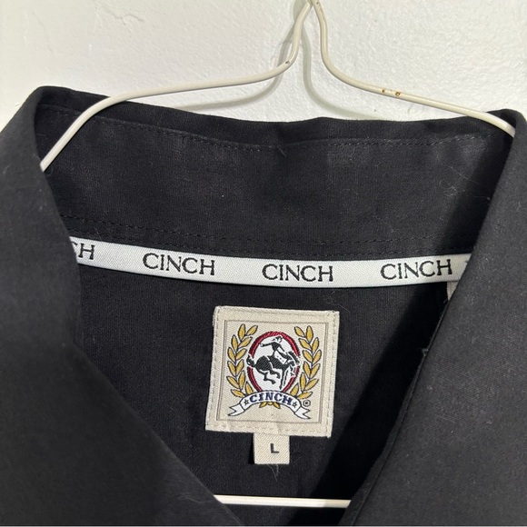 Cinch Black Button Front Shirt Long Sleeve Rodeo Western Solid Men's Large - Picture 2 of 7